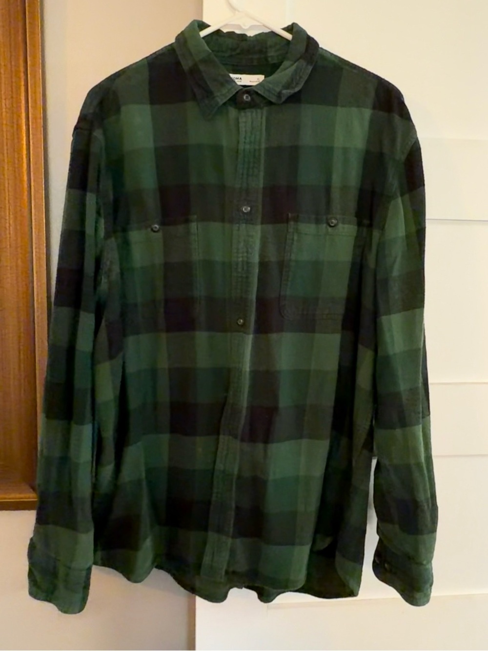 Sonoma Green and Black Plaid Button-Down Shirt